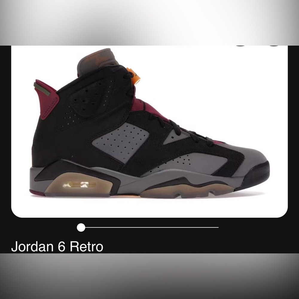 Jordan 6 Retro Black and Burgundy Sneakers